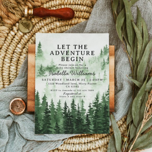 Misty Forest Adventure Baby Shower Einladung (Von Creator hochgeladen)