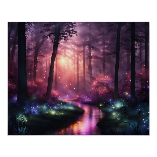 Misty Forest Firefly Lights Poster (Vorderseite)