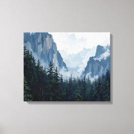Misty Forest Mountains Wrapped Canvas | Nature Lan Leinwanddruck
