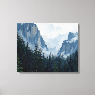 Misty Forest Mountains Wrapped Canvas | Nature Lan Leinwanddruck