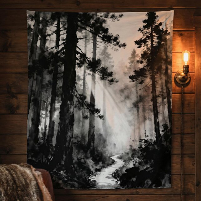 Misty Forest Path Tapestry | Sunlight Through Pine Wandteppich (Von Creator hochgeladen)