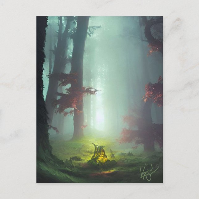 Misty Forest Postcard Postkarte (Vorderseite)