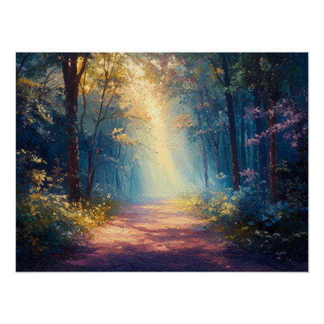 Misty Forest Train as Dawn Breaks Poster (Vorderseite)
