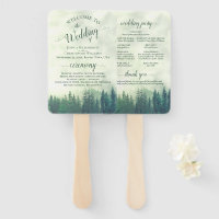 Misty Green Pine Trees Rustic Wedding Program