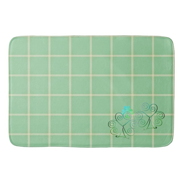 Misty Green Square Kleeblatts Bath Mat Badematte (Vorderseite)