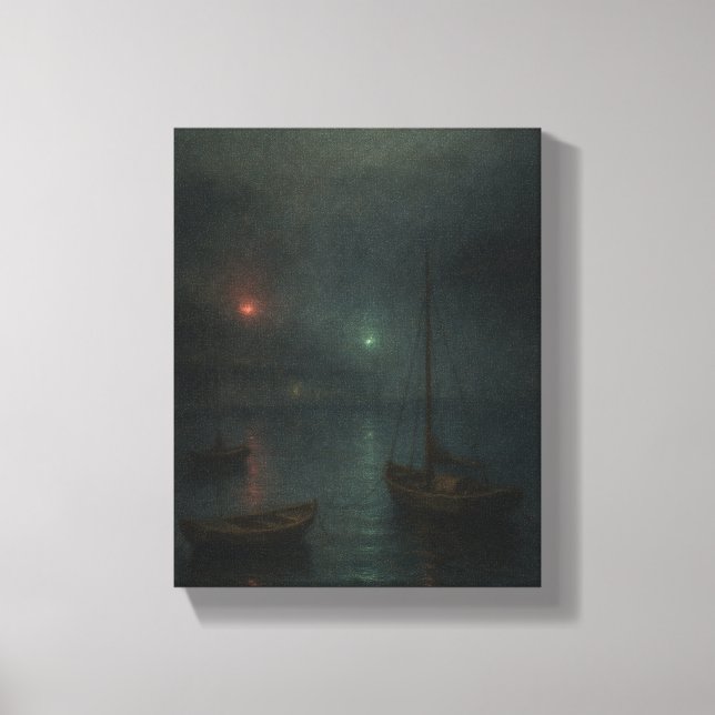 Misty Harbour Twilight - Impressionist Maritime Leinwanddruck (Vorderseite)