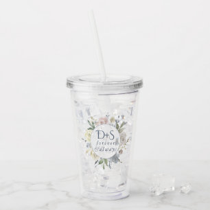 Misty Lake   Dusty Floral Always Forever Monogram Acryltrinkbecher