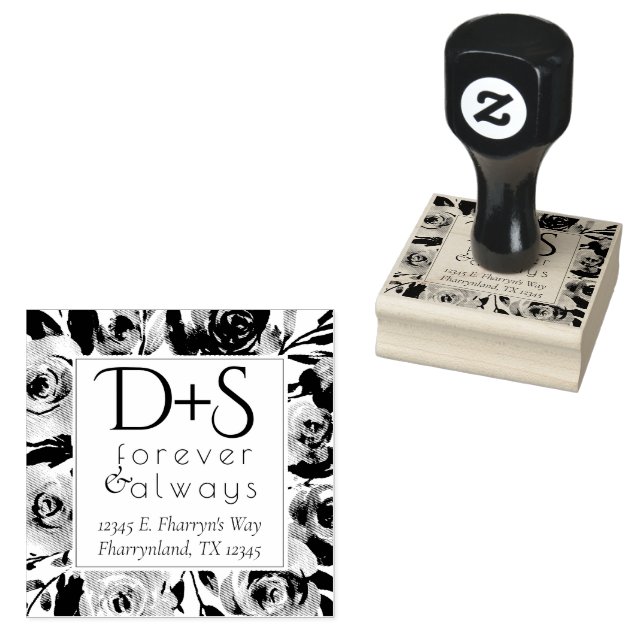 Misty Lake | Dusty Floral Always Forever Monogram Gummistempel (Stempel)
