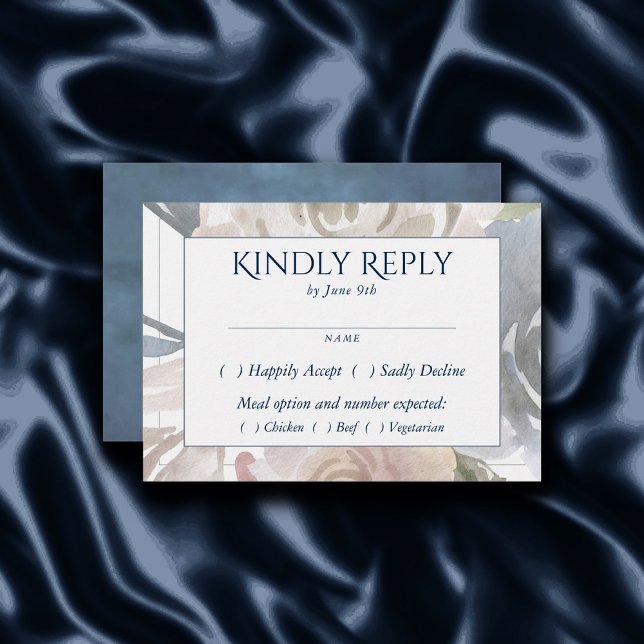 Misty Lake | Lieblich weich Dusty Hued Floral Entr RSVP Karte (Von Creator hochgeladen)