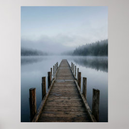 Misty Lake Wooden Pier Calm View Poster