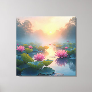 Misty Lotus Pond Leinwanddruck