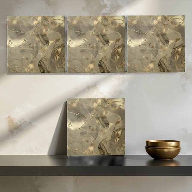 Misty Marble Abstract Pattern Dark Gold ID705a Fliese (Von Creator hochgeladen)