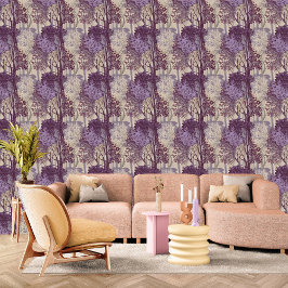 Misty Maroon, Lilac & Violet Forest Peel and Stick Tapete