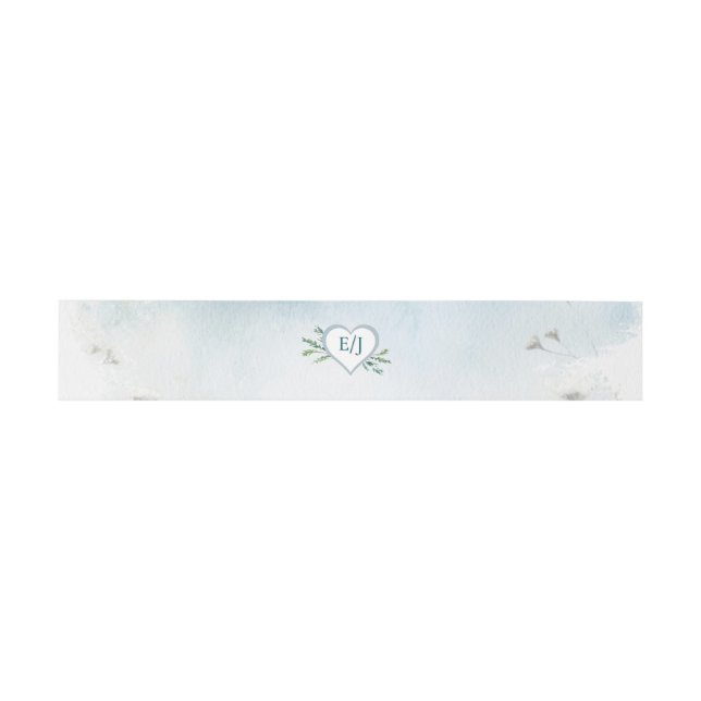 Misty Meadow and Heart Monogram Einladungsbanderole (Flach)