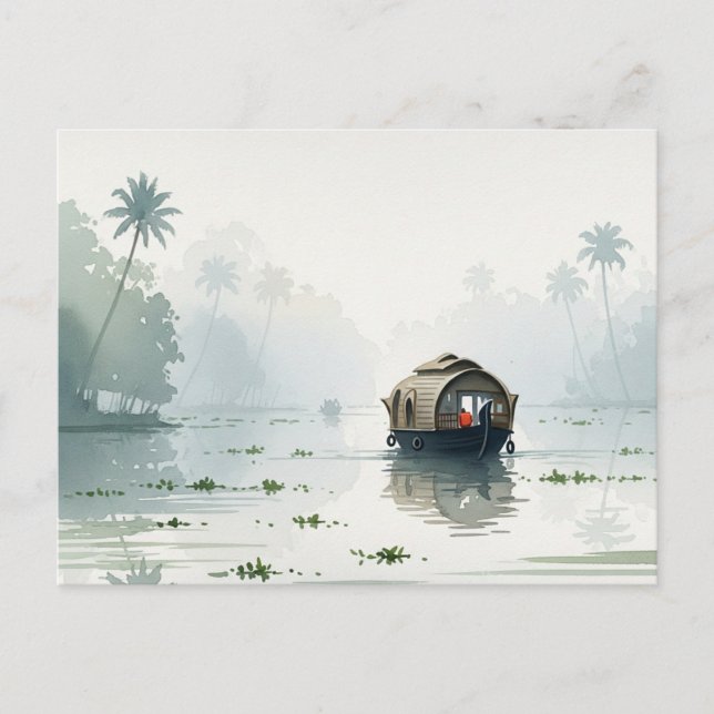 Misty Morning in Kerala Indien Postkarte (Vorderseite)