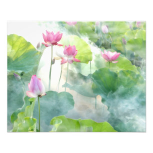 Misty Morning Lotus Fotodruck