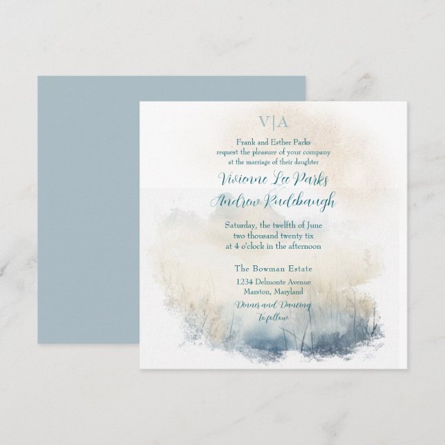 Misty Morning Meadow 2 Wedding Einladung (Vorne/Hinten)