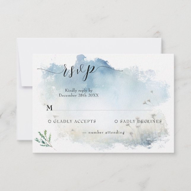 Misty Morning Meadow Wedding RSVP (Vorderseite)