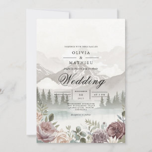 Misty Mountain Background Romance Wedding Einladung
