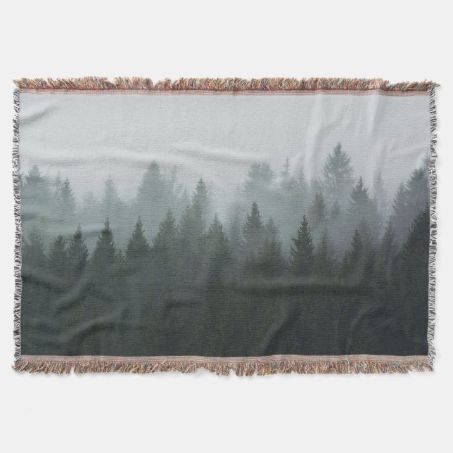 Misty Mountain Forest Autumn Fog Decke (Vorderseite)