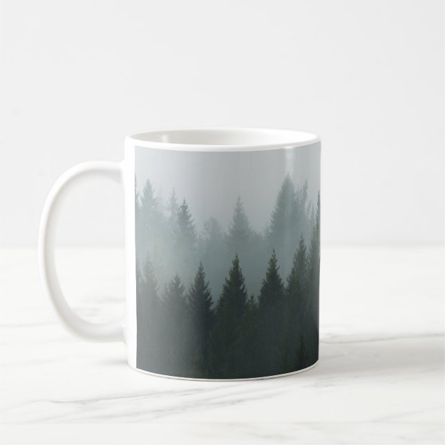 Misty Mountain Forest Autumn Fog Kaffeetasse (Links)