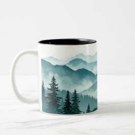 Misty Mountain Forest Landschaft Zweifarbige Tasse