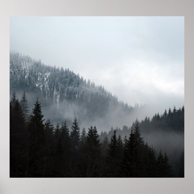 Misty Mountain Forest: Landschaftliche Landschafts Poster (Vorne)