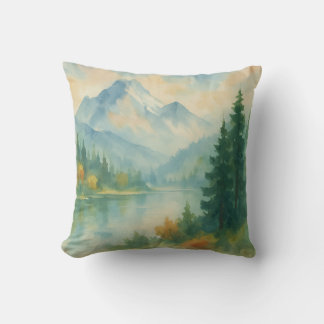 Misty Mountain Landscape Throw Kissen