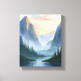 Misty Mountain Range Natur Wasserfarben Malerei Leinwanddruck