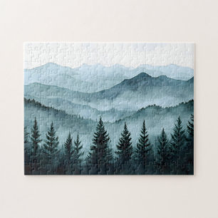 Misty Mountain Range Wasserfarbe