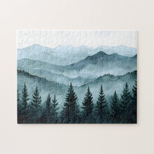 Misty Mountain Range Wasserfarbe (Horizontal)