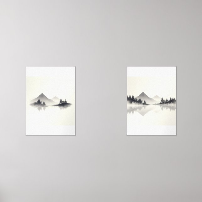 "Misty Mountain Reflections" Bilderwand Sets (Vorderseite)