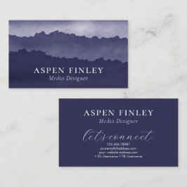 Misty Mountain Watercolor Blue Business Card Visitenkarte