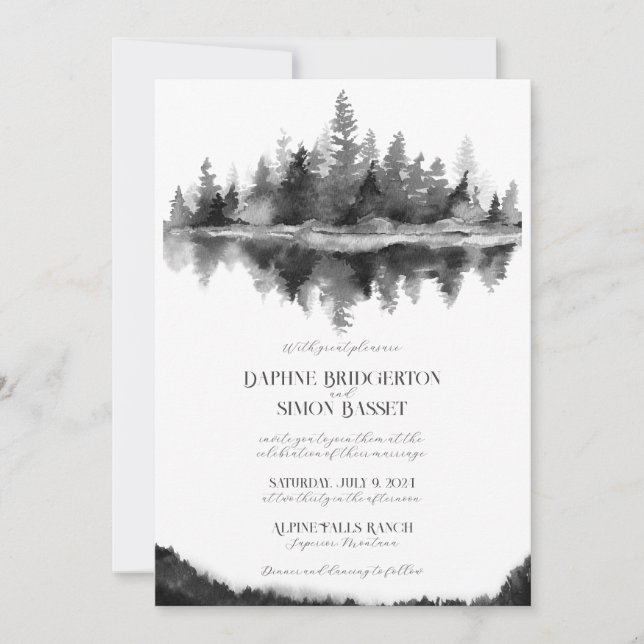 Misty Mountain Wedding Einladung (Vorderseite)