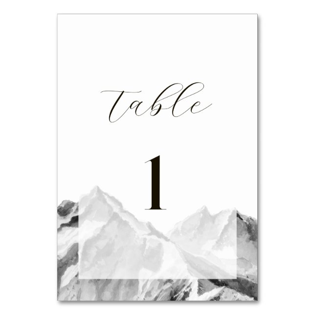 Misty Mountain Wedding Tischnummer (Vorderseite)