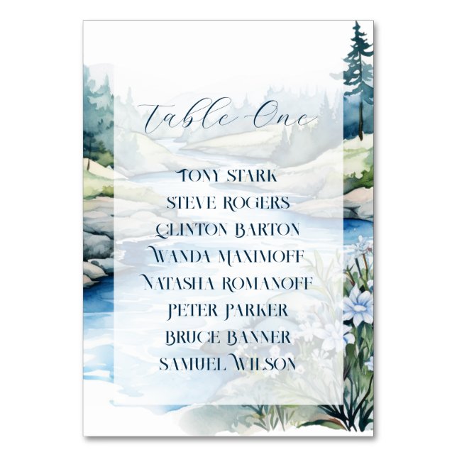 Misty Mountain Wedding Tischnummer (Vorderseite)