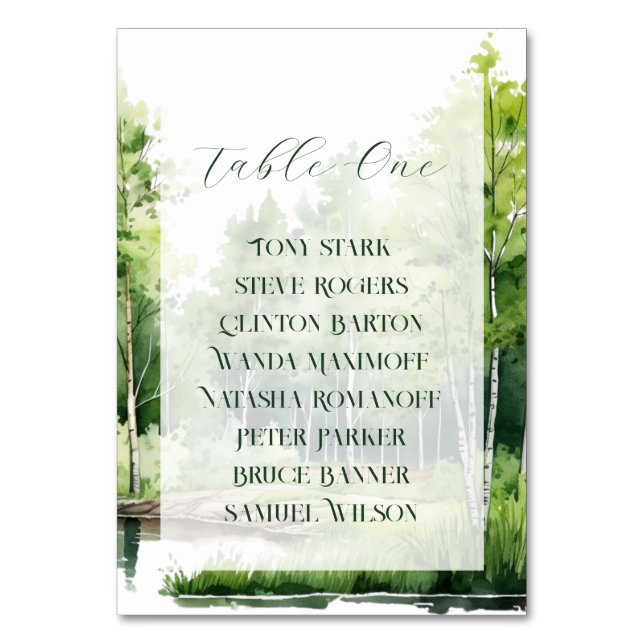 Misty Mountain Wedding Tischnummer (Vorderseite)