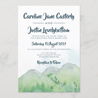 Misty Mountains Wassercolor Wedding Einladung