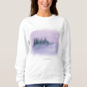 Misty Night Lila Haze Moon Risen über See  Sweatshirt