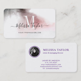 Misty Ombre Pink und Lila Monogramm Foto Visitenkarte
