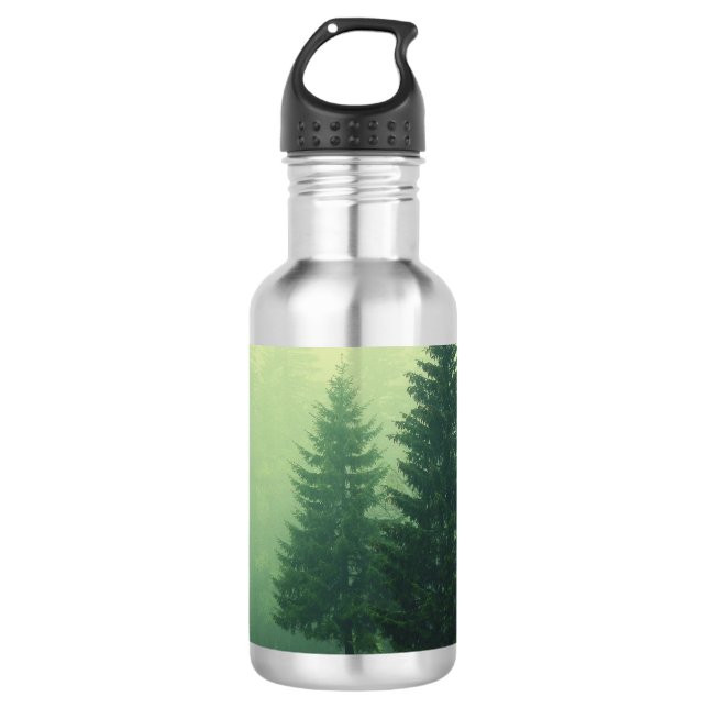 Misty Pine Forest Edelstahlflasche (Vorderseite)