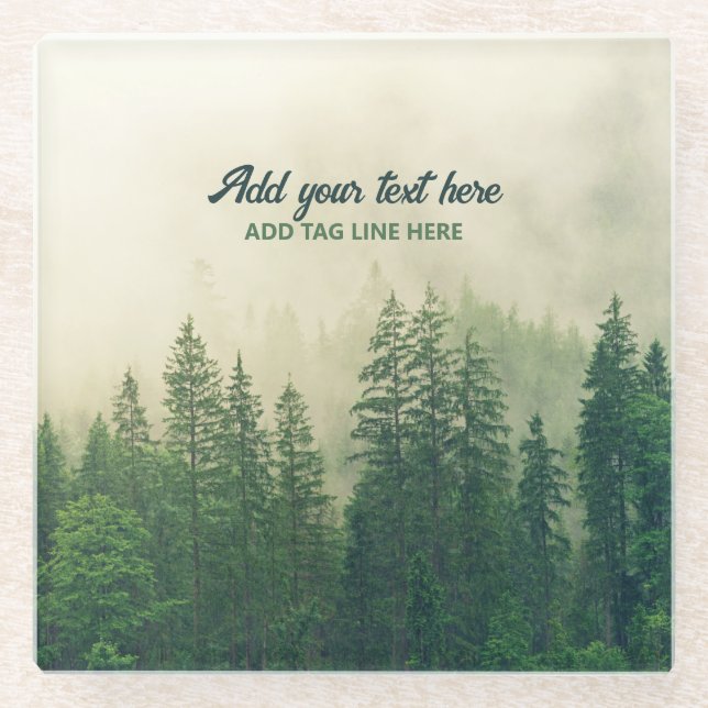 Misty Pine Forest Trees Custom Keepake Glasuntersetzer (Vorderseite)