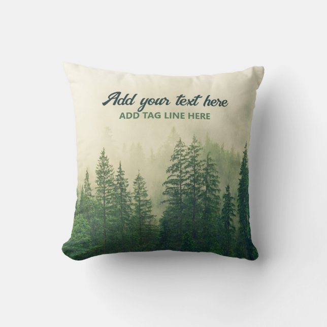 Misty Pine Forest Trees Custom Keepake Kissen (Vorderseite)