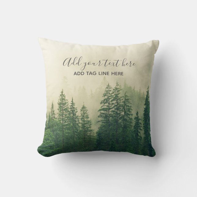 Misty Pine Forest Trees Custom Keepake Kissen (Vorderseite)