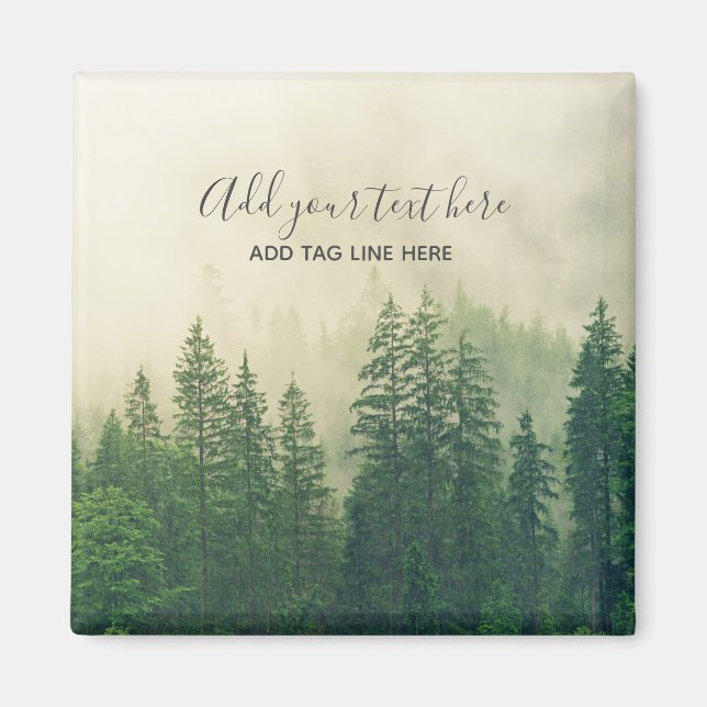 Misty Pine Forest Trees Custom Keepake Magnet (Vorne)