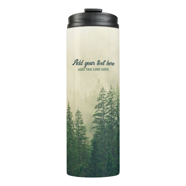 Misty Pine Forest Trees Custom Keepake Thermosbecher (Vorderseite)