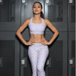 Misty Pink Blue Imitats Glitzer Mermaid Scales Leggings