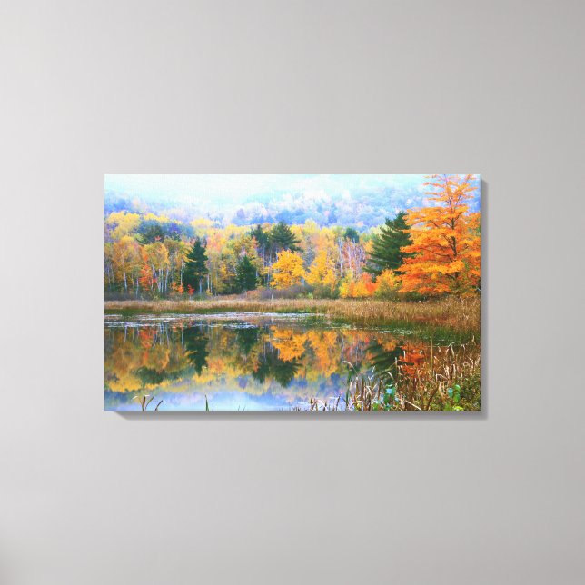 Misty Pond Herbstlandschaft, Acadia Nationalpark Leinwanddruck (Vorderseite)