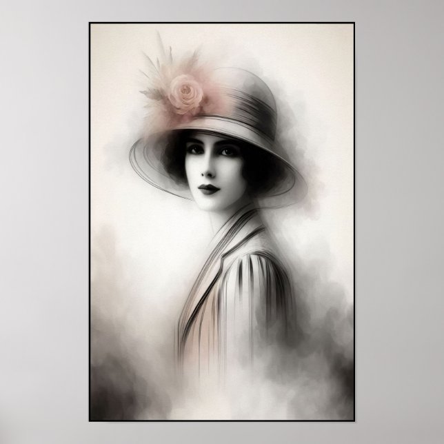 Misty Retro Portrait of Elegance Poster (Vorne)