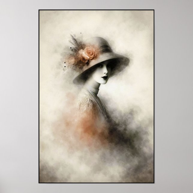 Misty Retro Portrait of Elegance Poster (Vorne)